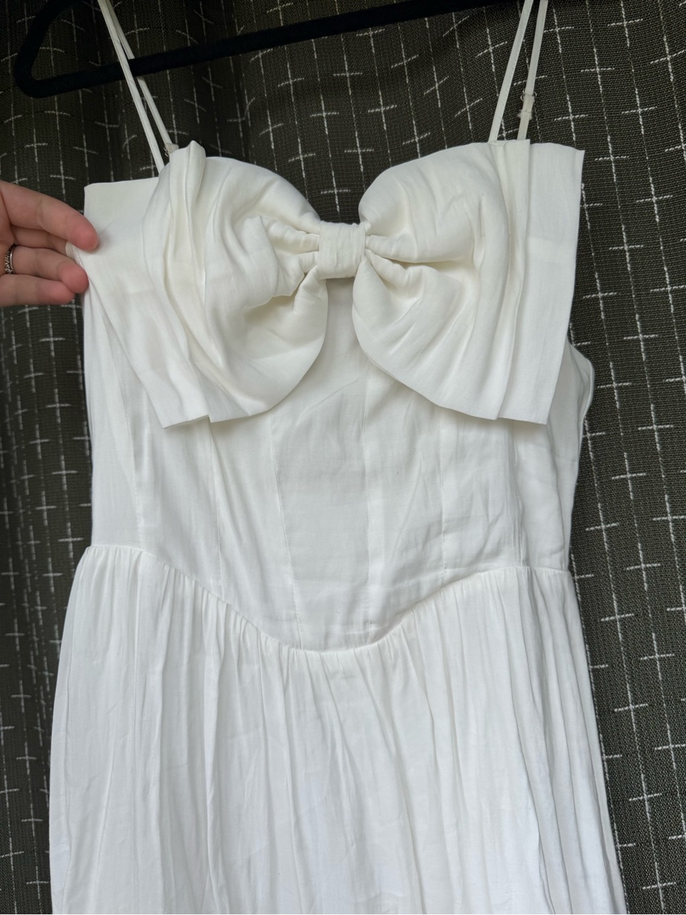 Storia White Ruffled Bust Smocked Dress